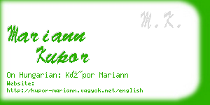 mariann kupor business card